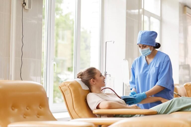 nurse with patient at hospital